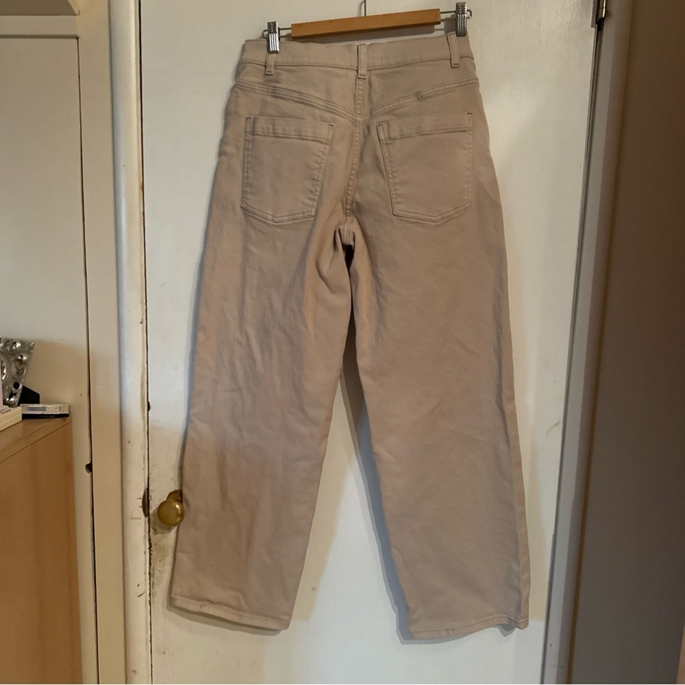 Everlane Wide Leg Utility Cargo Jeans Organic Cotton Pants Beige 8R - Picture 3 of 10
